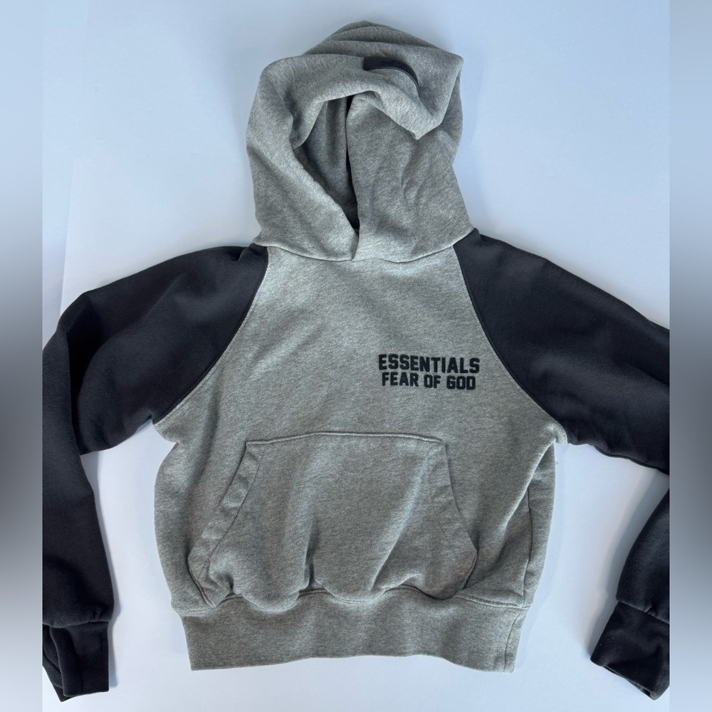 Essentials Fear Of God Boys Gray And Black Hoodie Size 6/7